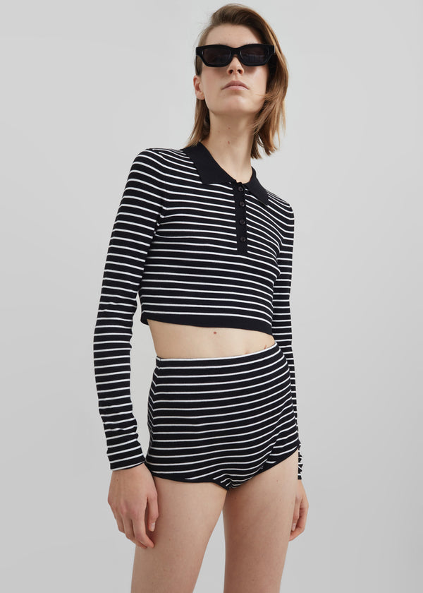 Alissa Striped Knit Briefs - Black/White Stripe