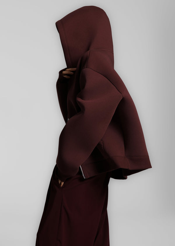 Calder Neoprene Zip-Up Hoodie - Burgundy
