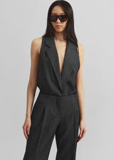 Christopher Esber Facile Tailored Twill Bodysuit - Speckled Black