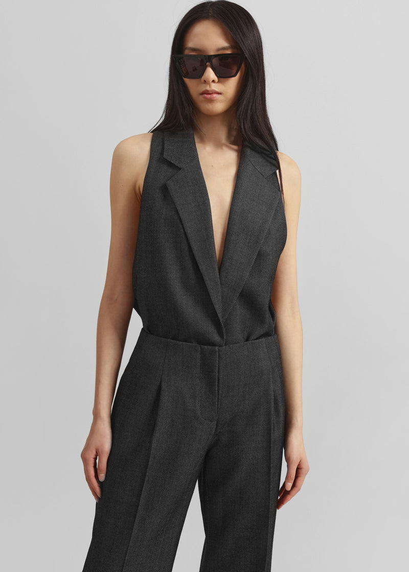 Christopher Esber Facile Tailored Twill Bodysuit - Speckled Black