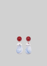 Completedworks Bio-Resin Red Lace Agate Earrings - Blue/Red