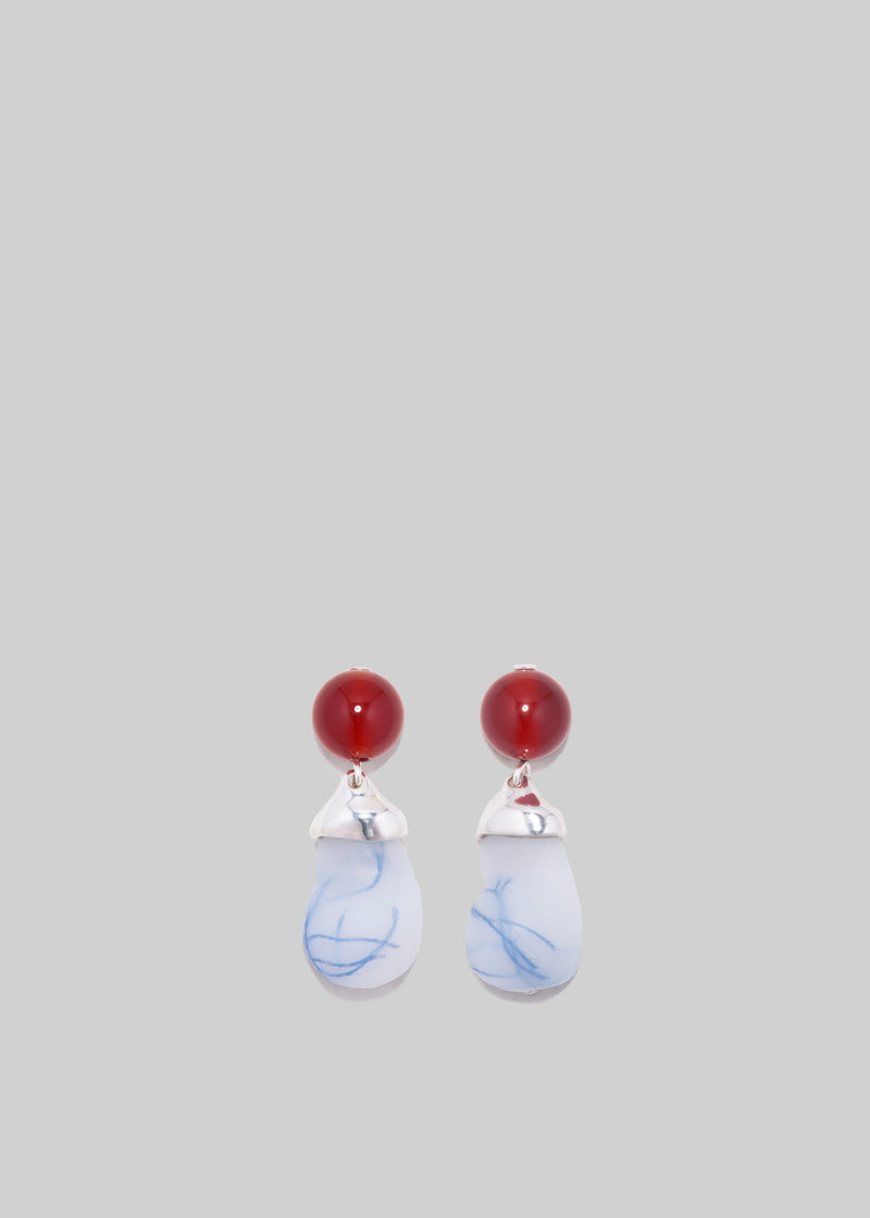 Completedworks Bio-Resin Red Lace Agate Earrings - Blue/Red