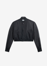 Micky Cropped Sheer Bomber - Black