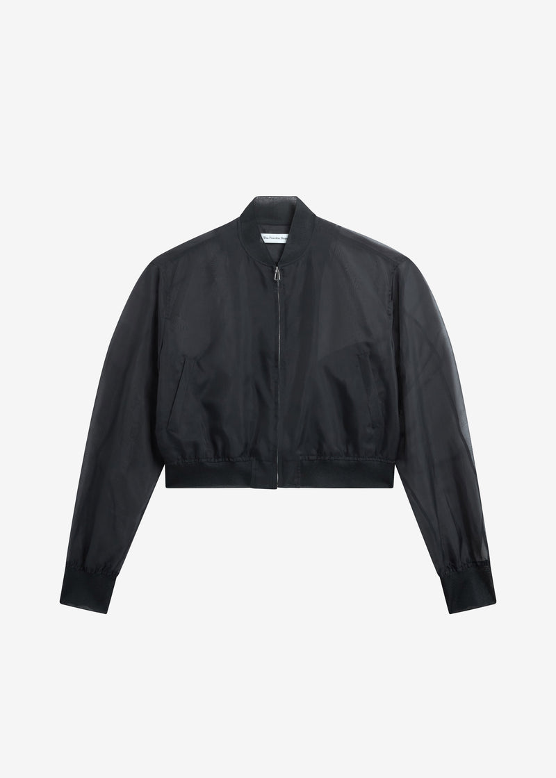 Micky Cropped Sheer Bomber - Black