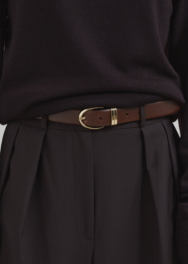 Ora Leather Belt - Brown/Gold